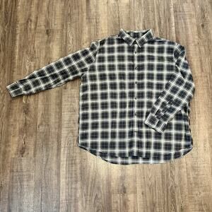 Mutual Weave Shirt Mens XL Brown Gray White Plaid Flannel Button Up Casual Top